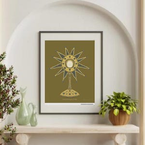 Eucharist Catholic Monstrance Art Adoration Art print Ordination gift Digital Download 8x10