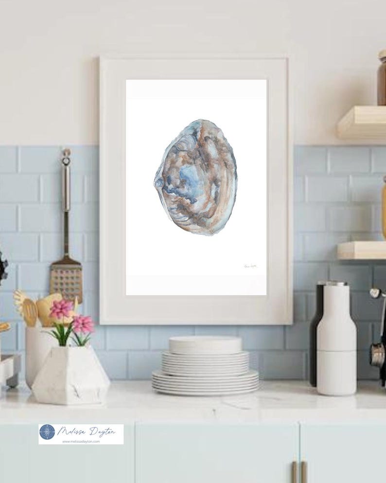 Watercolored Clam Shell Clam Shell Watercolor Art Print, Coastal Kitchen Decor - Etsy