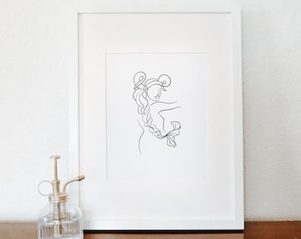 Colección Zodiac Original Silkscreen - Capricorn Zodiac Sign Art 8"x10" Edición Limitada Home Decor Art