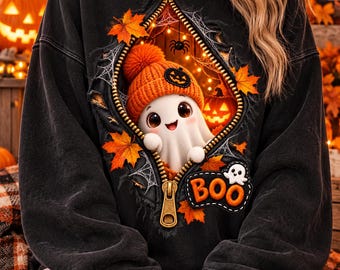 Halloween PNG, Duch PNG, Boo PNG, Uroczy duch Halloween, Upiorny sezon png, Projekt zamka na Halloween, Jesień png Pobieranie cyfrowe