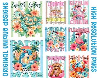 Pakiet Preppy Summer PNG: 10 plików: Lato, Striped Beach Png, Preppy Coastal Bow Png, Vacation Margarita Png, Letnie klimaty (pobieranie cyfrowe)