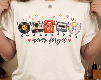 Nigdy nie zapomnij PNG, uroczy retro wzór sublimacji winylowej, retro nostalgiczny projekt koszulki z lat 90., zabawna grafika vintage, kaseta magnetofonowa PNG, telefon PNG