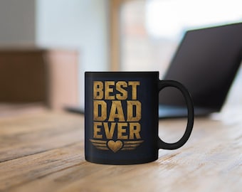 Taza "Dad Ever" / Taza de café azul marino y dorada / Regalo para papá