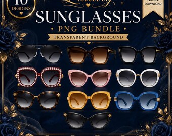 Paquete de imágenes PNG de gafas de sol de lujo / Imágenes prediseñadas / Archivos PNG transparentes / Uso comercial / Descarga instantánea