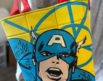 One-of-One Superhero Tote Bag | One-of-One Quilted Pillowcase Bed Sheet Tote Bag | Threaded Replay Archive No. 001