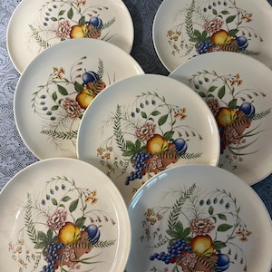 Universal Pottery Ballerina Oven Proof Fruit Dinnerware Partial Set USA