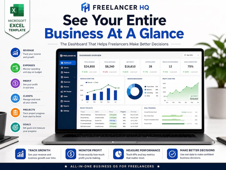 Freelancer Excel CRM Template Client Tracker, Project Tracker