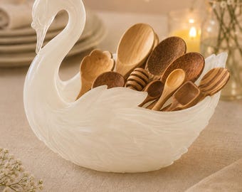 White Swan Decorative Holder | Vanity Organizer | Makeup Brush Holder | Jewelry Dish | Elegant Swan Decor | Entryway Catchall Tray