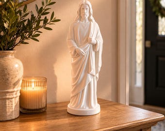 White Jesus Statue | Minimalist Religious Home Decor Figurine