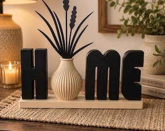 Moderne HOME Schild Decor mit Vase | Bauernhaus Regal Tischplatte Akzent