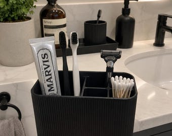 Moderner gerippter Veranstalter, Schreibtisch, Make-up, Badezimmer-Zähler-Aufbewahrungs-Caddy