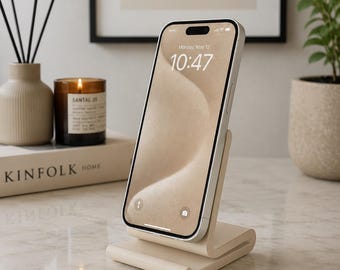 Moderner minimalistischer Telefonständer | Schlanke Schreibtisch-Halterung für iPhone, Android