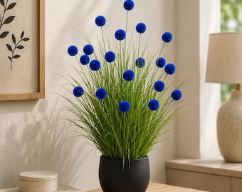 Artificial Purple Grass Plant, Faux Lavender Bush, UV Resistant Outdoor Decor