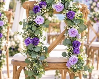 180cm Eucalyptus Rose Garland, Purple Lavender Wedding Arch Decor (180cm)