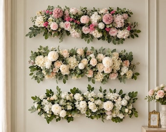 Artificial Flower Row 100cm | White Rose Wedding Centerpiece, Arch Decor, Silk Floral Arrangement