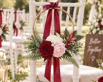 Gold Hoop Floral Bouquet, Rose Eucalyptus Wedding Decor (PE Artificial Flowers)