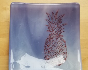 Pineapple Glass Dish/Plate (Lavender/Purple)