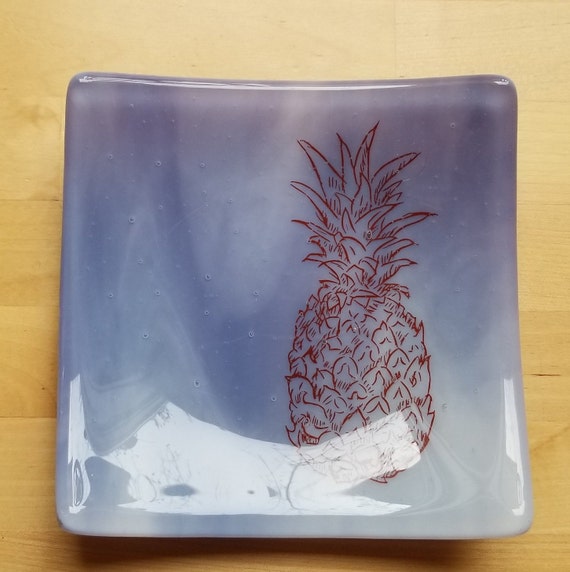 Pineapple Glass Dish/Plate (Lavender/Purple)