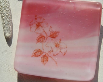 Hibiscus Mini Glass Dish (Pink)