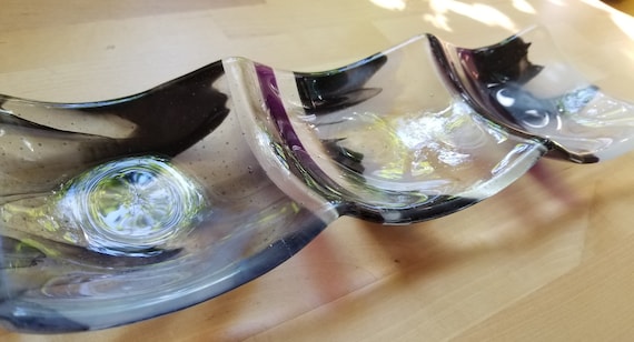 3-part Sectional Glass Dish (Black, White and Purple)