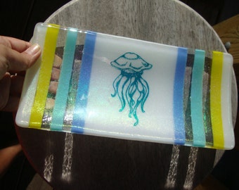 Iridescent Jellyfish Glass Dish/Plate