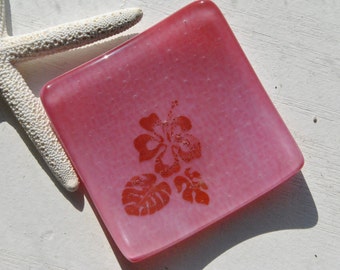 Hibiscus Mini Glass Dish (Pink)