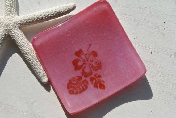 Hibiscus Mini Glass Dish (Pink)