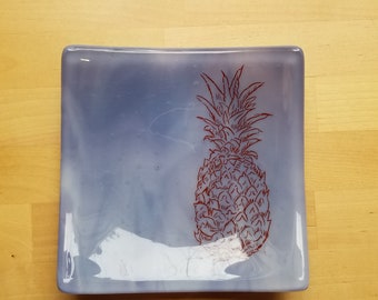 Pineapple Glass Dish/Plate (Lavender/Purple)