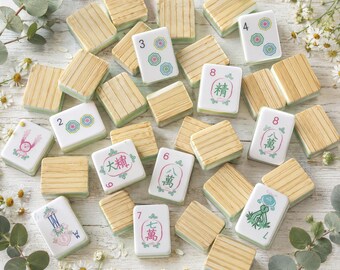 160 Piece American Mahjong Set – Jade Green & Natural Bamboo Acrylic – Luxury Mahjongg Tiles – Full Set
