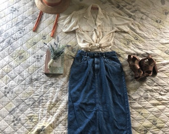 jean skirt 90s outfit