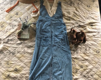 white jean jumper dress