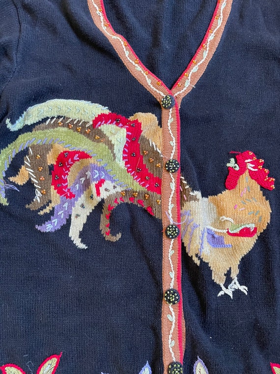 Vintage 90s Rooster Cardigan Sweater, 90s Country… - image 8