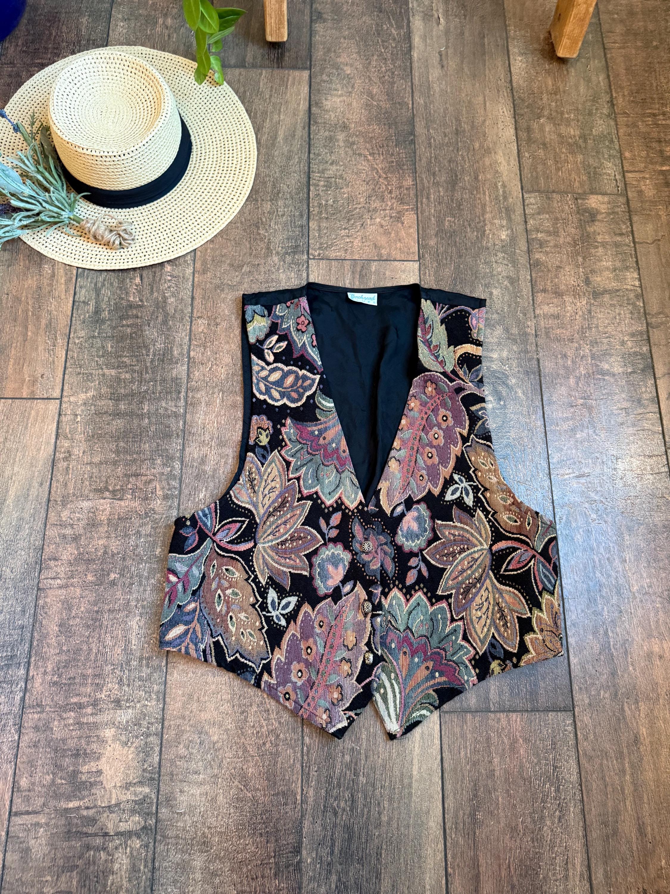 Vintage 90s Floral Brocade Vest,jesse Spano Vest, Vintage 90s Vest