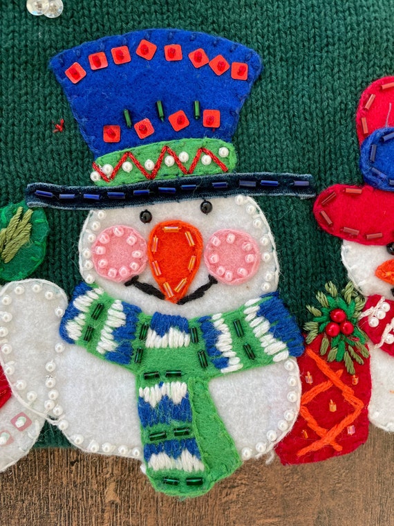 Vintage Christmas Cardigan, Vintage Snowman Cardi… - image 10