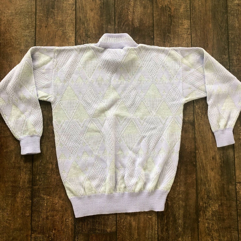Vintage Lavender Turtleneck Sweater With Silver Glitter Triangles, Vintage 90s Turtleneck Sweater, Vintage 90s Cozy Turtleneck image 4