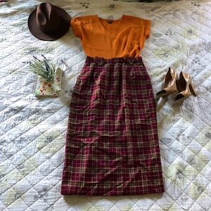 Vintage Kariertes Wollrock, Vintage 90er Cranberry Rock, Cranberry Plaid Rock, Vintage Cranberry Schurwolle Rock