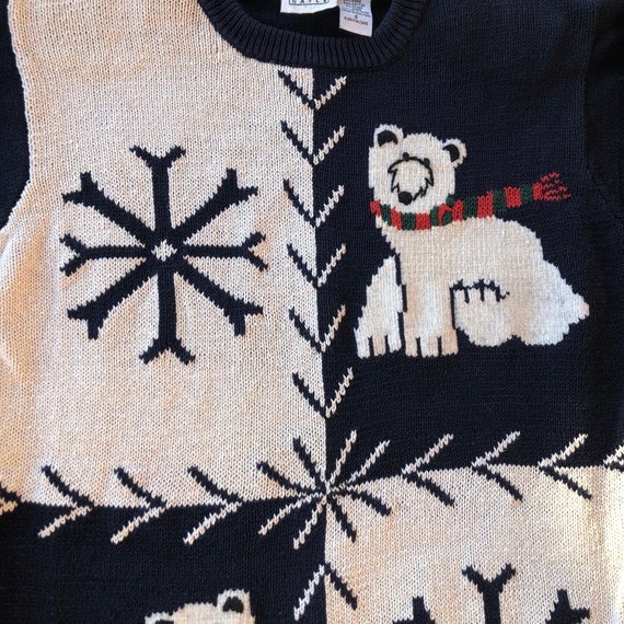 Vintage Polar Bear Knit Sweater, Vintage Snowflak… - image 2
