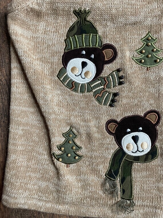 Vintage 90s Christmas Teddy Bear Sweater Vest,90s… - image 7