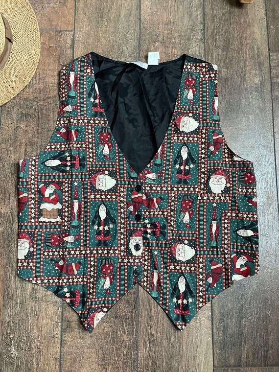 Vintage 90s Santa Vest, 90s Mary Engelbreit Style… - image 2