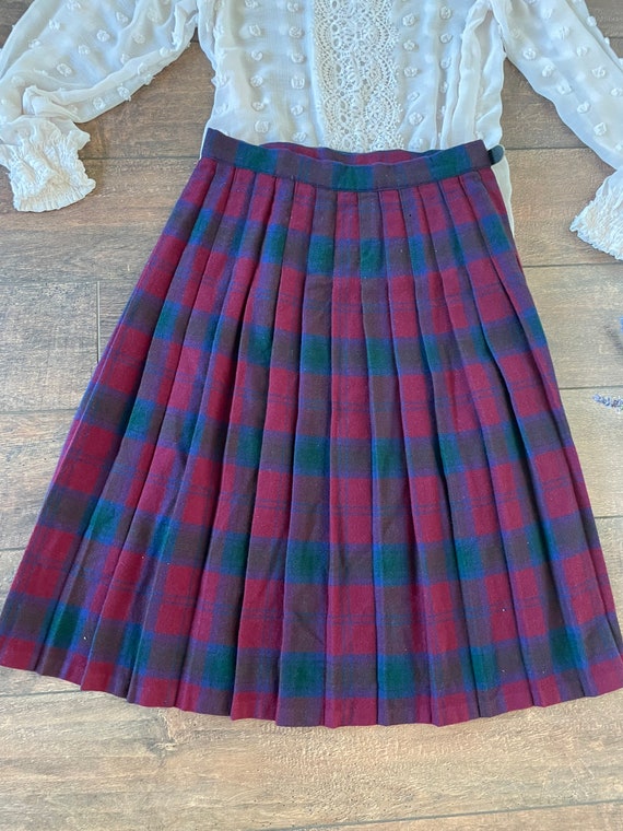 Vintage Blue Red White Plaid Tartan Skirt, Vintag… - image 2