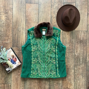 Vintage 90s Bob Mackie Fleece Sweater Vest, 90s Vintage Sweater Vest, Boho Sweater Vest, Vintage Boho Sweater Vest, Fleece SweaterVest