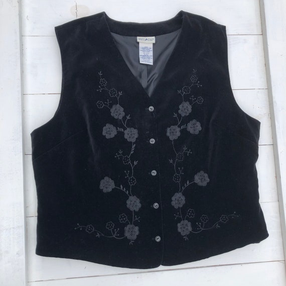 Vintage 90s Velvet Vest, Vintage 90s Velvet Embroi