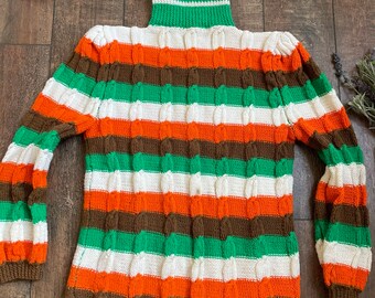 Vintage Turtleneck Sweater, That 70s Show Turtleneck, Ribbed 