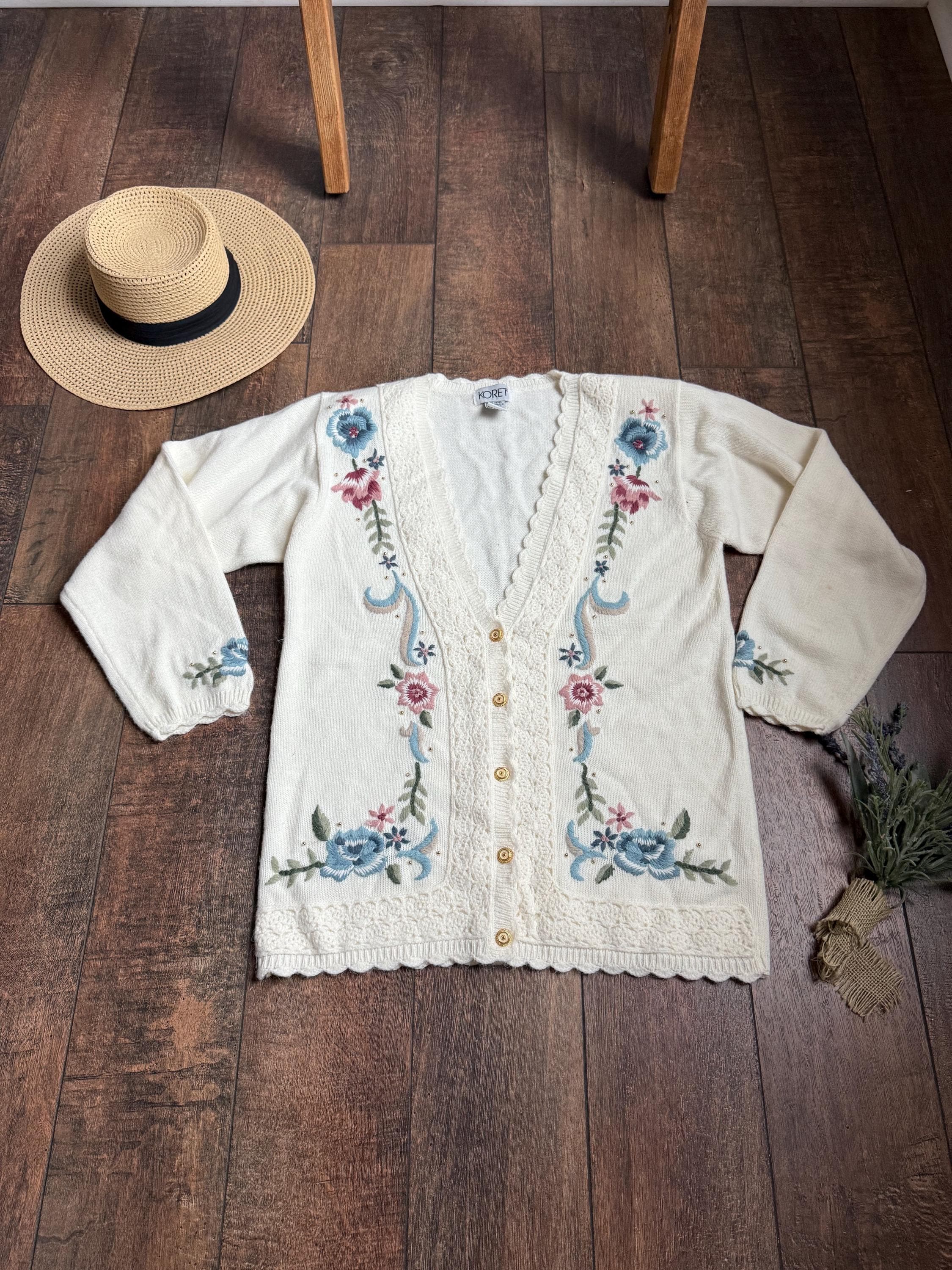 Vintage Spring Floral Cardigan, Vintage Floral Cardigan, Vintage
