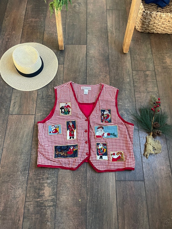 Vintage 90s Santa Vest, Vintage Santa Vest, 90s Ch