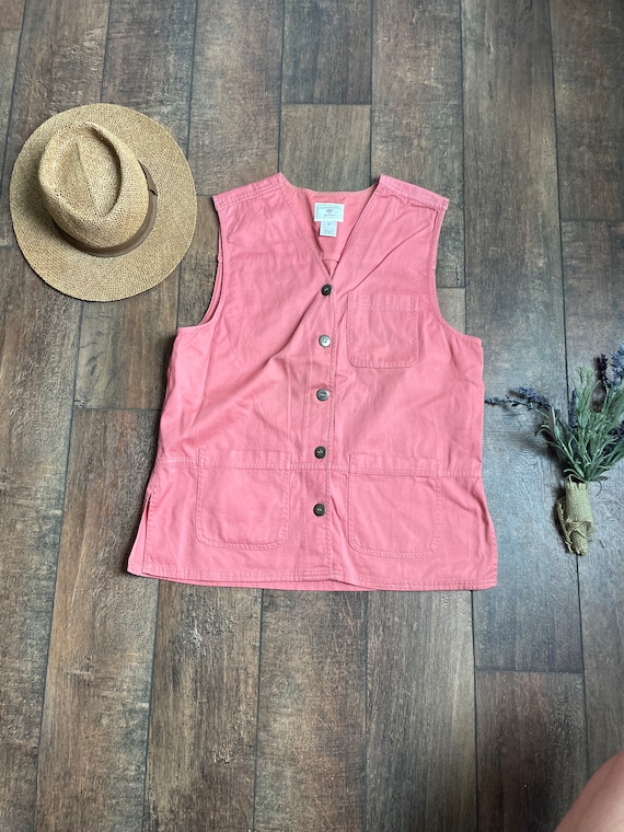 Vintage Cotton Cargo Vest, Vintage 2000s Pink Carg