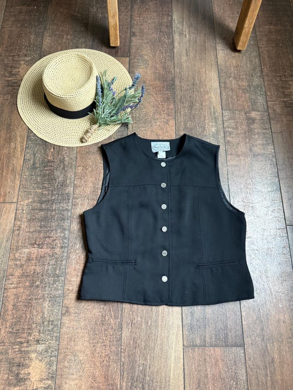 Vintage 90s Vest, Vintage 90s Black Vest, 90s Monica Geller Vest