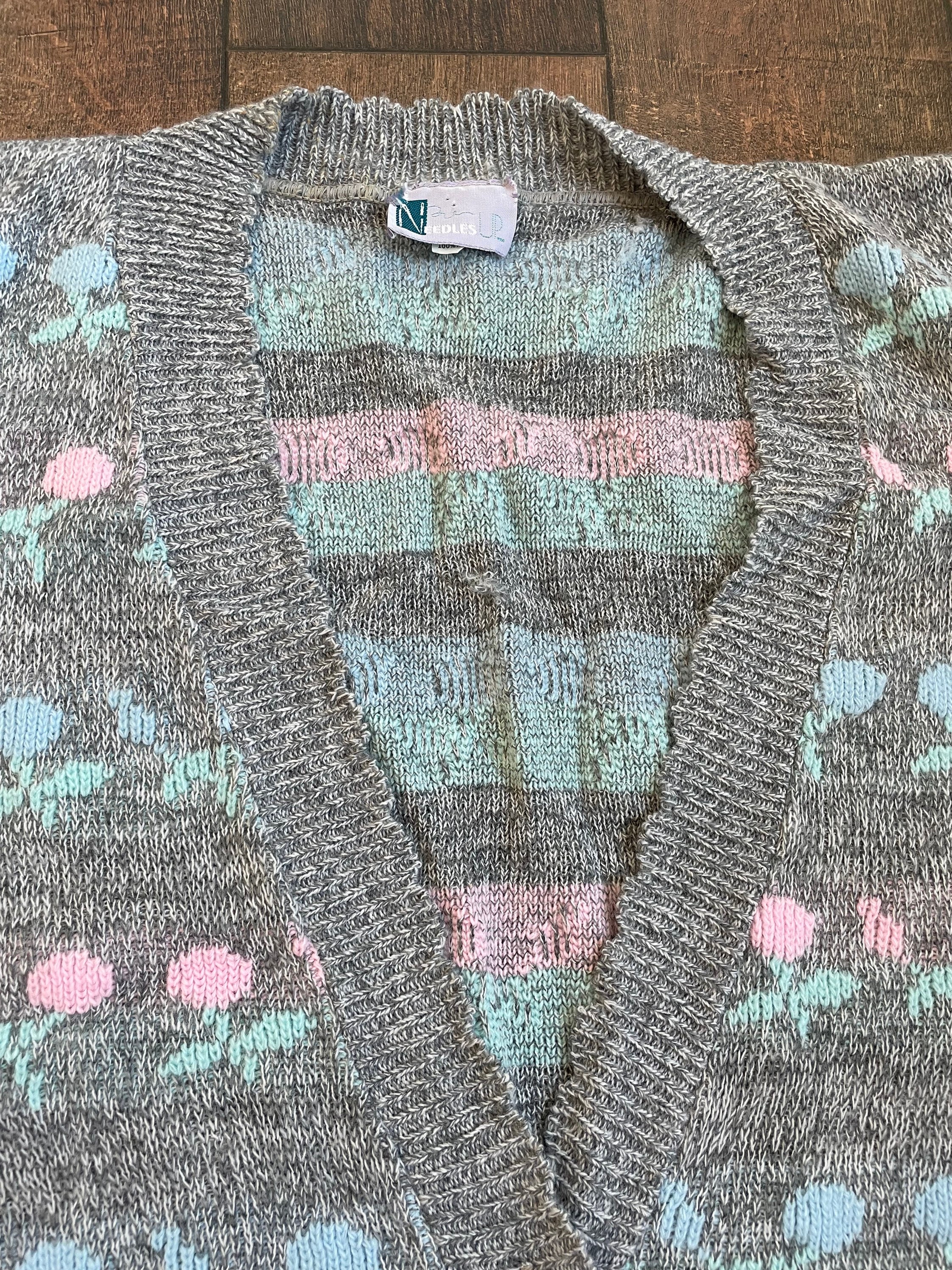 Vintage Floral Knit Sweater Vest,vintage Embroidered Sweater