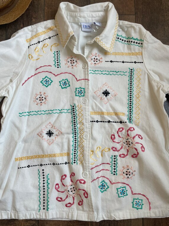 Vintage 90s Pastel Tribal Pastel Button up Shirt,… - image 2