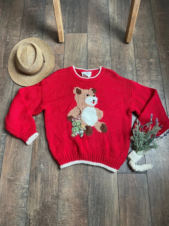 Neomai Vintage Top Stitch Teddy Bear Crewneck